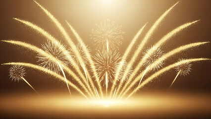 Spectacular golden fireworks burst with shimmering light, illuminating a festive occasion with a dazzling glow and vibrant celebration