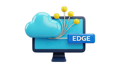 Cloud Computing Connecting to Edge Server Concept