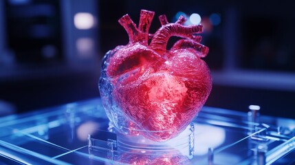 A stunning 3D rendering of a heart. This intricate design showcases the beauty of biology through vibrant colors and textures. Exploring the intersection of art and science. Generative AI