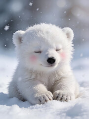 Fototapeta premium Adorable Arctic Bear Baby With Soft Fur Texture