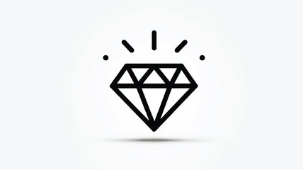 Diamond icon with sparkle effect on white background
