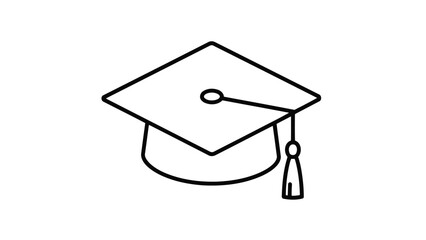 Education Graduation Line Icon Black and White Minimal