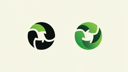 Green and white logos with bird designs on circular backgrounds