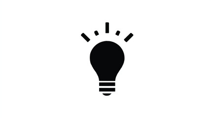 light bulb icon with rays on transparent background