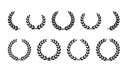 A collection of laurel wreaths in various sizes and styles.