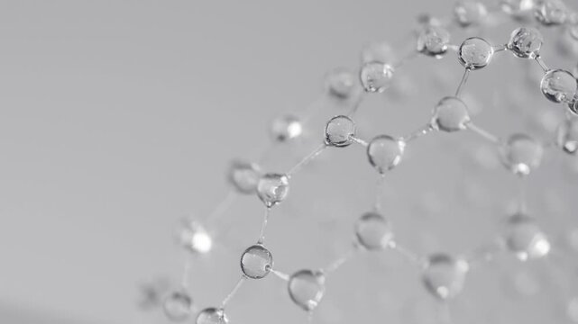 A glowing molecular structure symbolizing high-tech development and research into ingredients for cosmetics and medicines. 3d looping animation