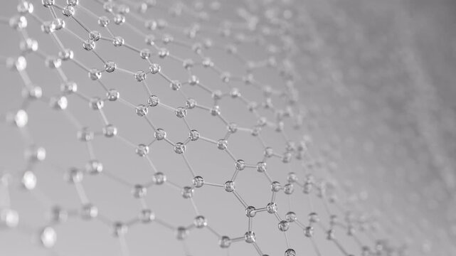Hexagonal molecular grid, atomic lattice structure pattern. Clean science background for biotechnology, pharmacy concepts. 3d looping animation