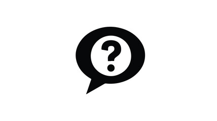 Question mark symbol in speech bubble icon on white background