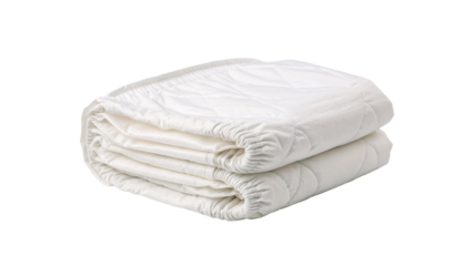 Neatly Folded White Quilted Mattress Protector  for Bedroom Comfort isolated on transparent background