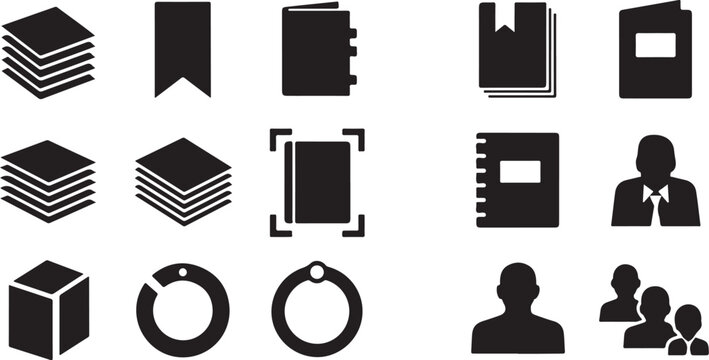 Black document and user icon set