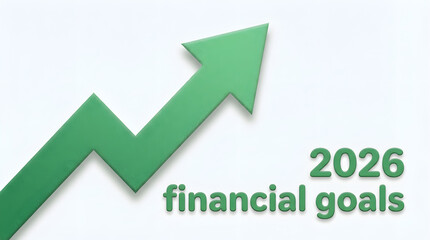 tration features a green zigzag arrow pointing upward, symbolizing financial growth. 