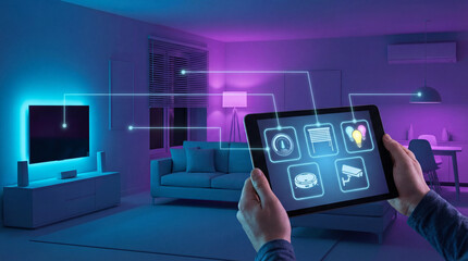 Smart home tablet control with connected IoT devices