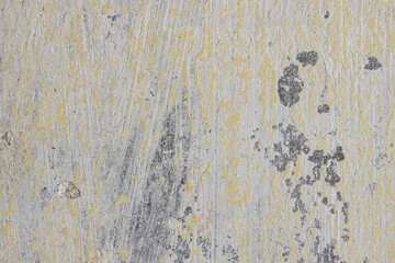 Vintage wall texture. Weathered rough surface of a plastered concrete wall with faded yellow paint. Great for background and design. Close-up. High resolution.