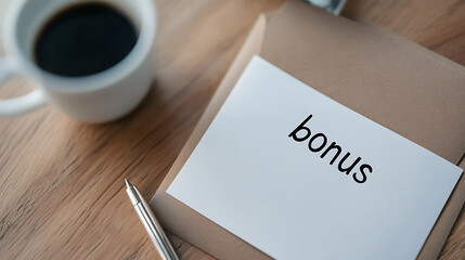 Celebrate success with a bonus notification! Enjoy the rewards of hard work alongside a steaming cup of coffee. Here's to achievements and future endeavors. Well deserved!