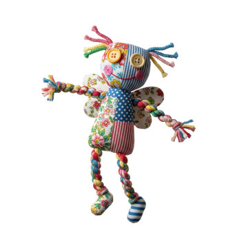 Rag Doll Colorful Handmade Toy Isolated