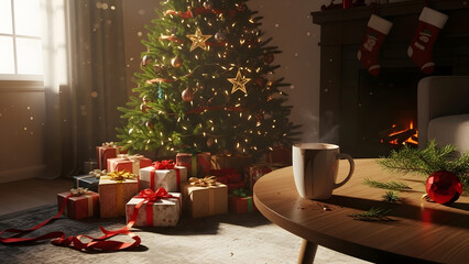 Obraz premium Cozy Christmas Eve by the Fireplace