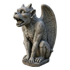 Stone Gargoyle Statue Screaming Isolated