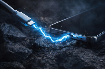 Smartphone receiving electric power from usb-c cable connector
