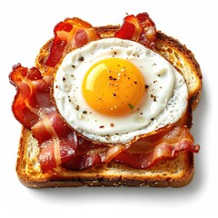 Crispy bacon and fried egg on toasted bread (1)