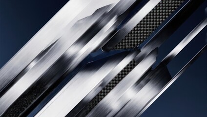 Dynamic Metallic Stripes Abstract Background with Carbon Fiber Texture.