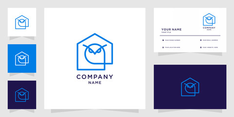 House and owl logo design from simple lines