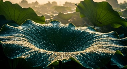 Large green lotus flower bloom.