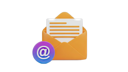 Email Icon with Envelope and Letter, Digital Communication