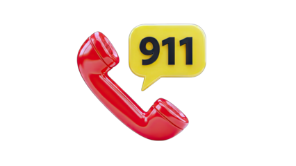 Emergency Call: 911 Phone Handset on White
