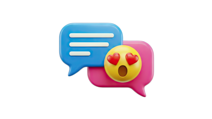 Emoji Chat Bubbles Expressing Love and Surprise