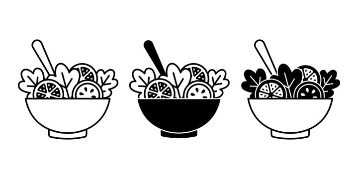 Salad Bowl Black Icon for Healthy Diet