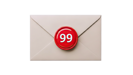 Email Envelope with Notification Badge - 99 Unread Messages