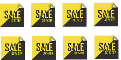 Yellow and Black Sale Discount Stickers
