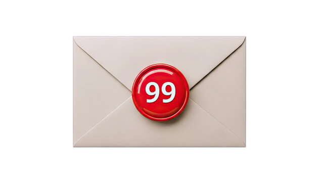 Email Envelope with Notification Badge - 99 Unread Messages - Powered by Adobe