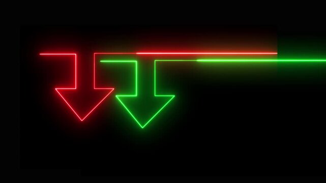 Neon arrows pointing down motion