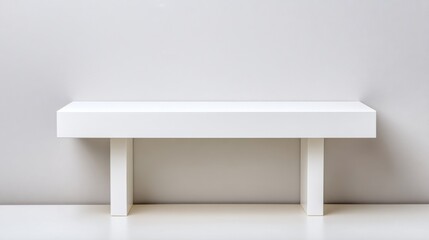 Fototapeta premium Modern Minimalist White Bench with Clean Lines Against a Neutral Background for Contemporary Interior Design