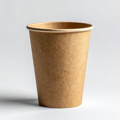 Empty light brown disposable paper coffee cup