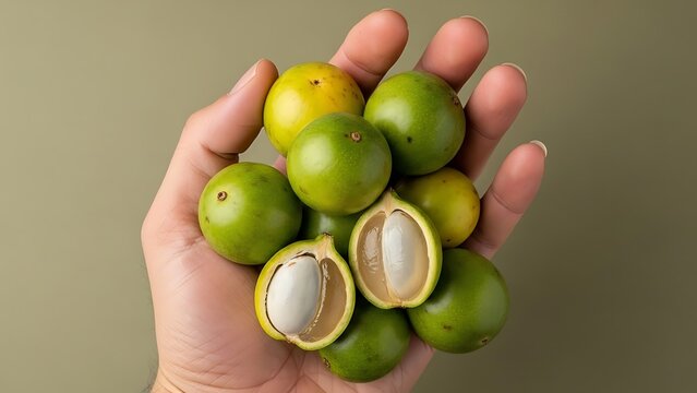 hand holding mamoncillo fruit