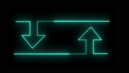 Neon glowing up down arrows motion graphics
