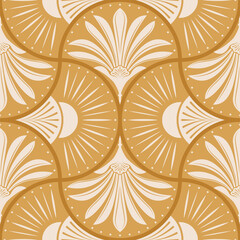 Art Deco Ornamental Floral Seamless Pattern Decorative Background. Luxury Decorative Floral Seamless Pattern with Geometric Ornament