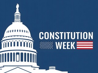 Constitution Week USA Banner with Capitol Building and American Flag &ndash; Civic Education Concept