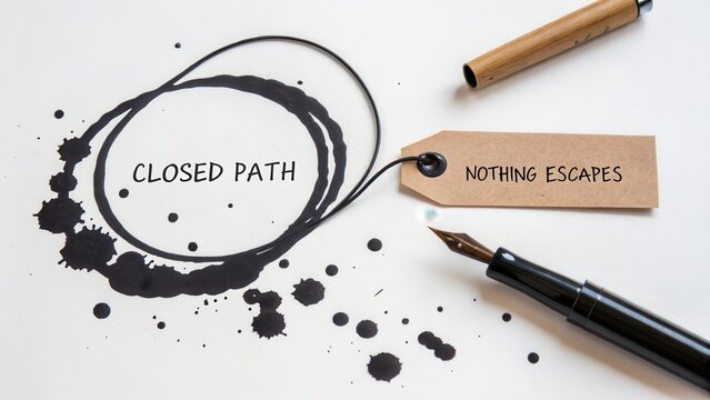 Black ink circle with tag reading Nothing Else on white paper