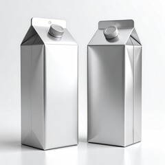 Two silver aluminum beverage cartons