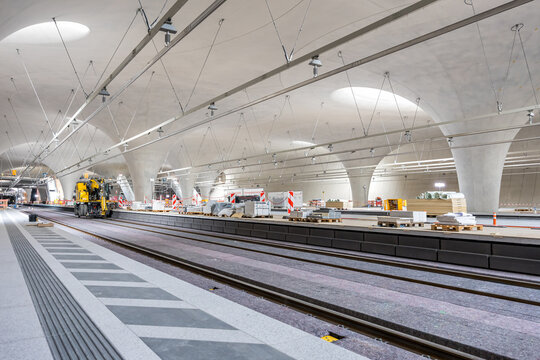 New main railway train station Stuttgart 21 tunnel construction site in Stuttgart, Germany