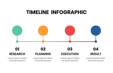 4 Step Business Timeline Infographic for Process and Workflow Presentation
