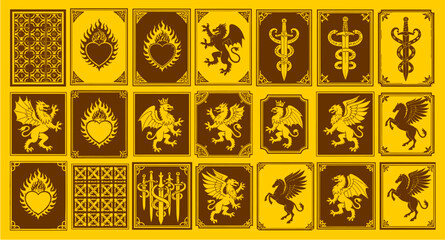 set of medieval woodcut tattoo design © Koko