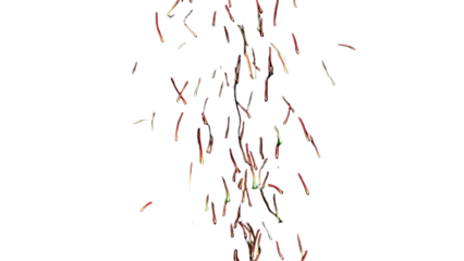 Vibrant colorful sparks flying on transparent background
