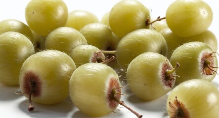 Fresh gooseberry fruits on white background.
