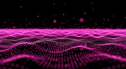 Abstract Pink Data Wave - Digital Landscape with Glowing Particles.
