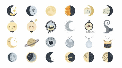 Collection of Celestial Bodies and Astronomical Icons. © Adni