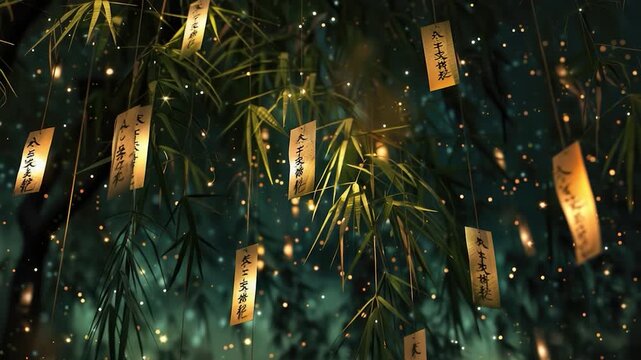 Video A cluster of colorful tags dangling from a tree branch, ready for decoration or organization